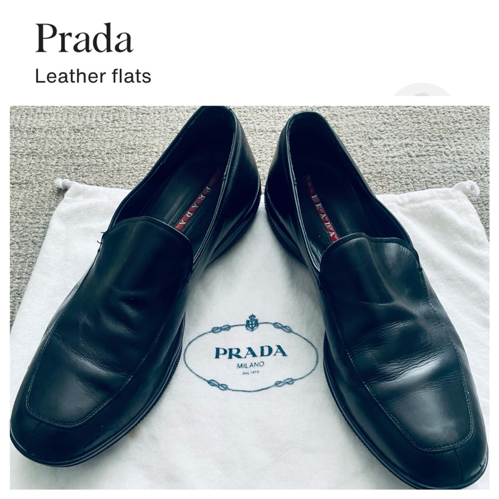 PRADA *LINEA ROSSA* Mens Black Slip On Logo Vamp Loafer With Dust Bag